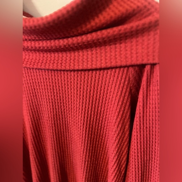 ANTHROPOLOGIE Meadow Rue RED LONG SLEEVE COWLED THERMAL TUNIC TOP Size Small - Picture 3 of 9